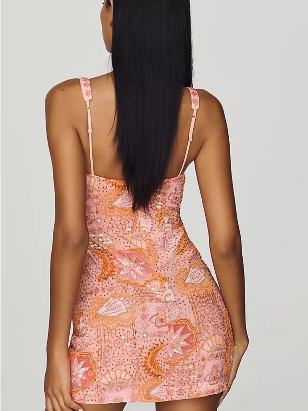For Love & Lemons Tide Pool Mini Dress | Beaded | Apricot | US 8 | NWT - Picture 8 of 13